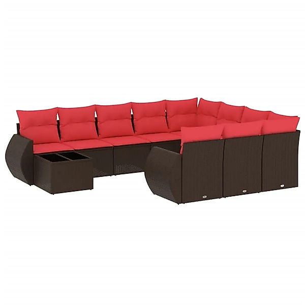 vidaXL 11-Tlg Gartensofa-Set mit Kissen Braun Polyrattan 3221933 günstig online kaufen