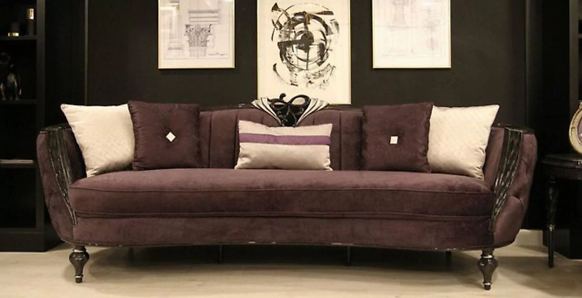 Casa Padrino Sofa Luxus Barock Sofa Lila / Schwarz / Silber 267 x 90 x H. 1 günstig online kaufen