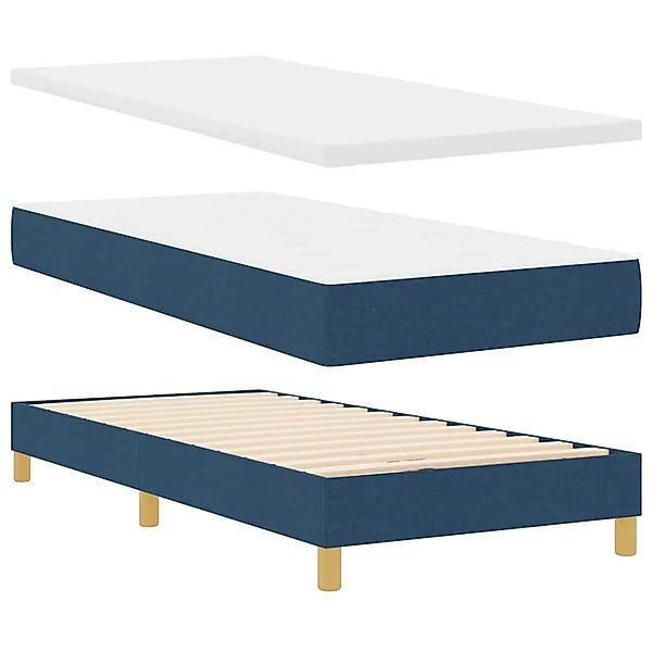 vidaXL Boxspringbett mit Matratze Blau 200 x 100 cm Polyester 3341222 günstig online kaufen