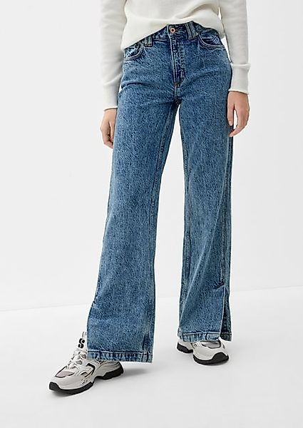 QS Stoffhose Jeans Catie / Slim Fit / High Rise / Wide Leg Waschung, Leder- günstig online kaufen