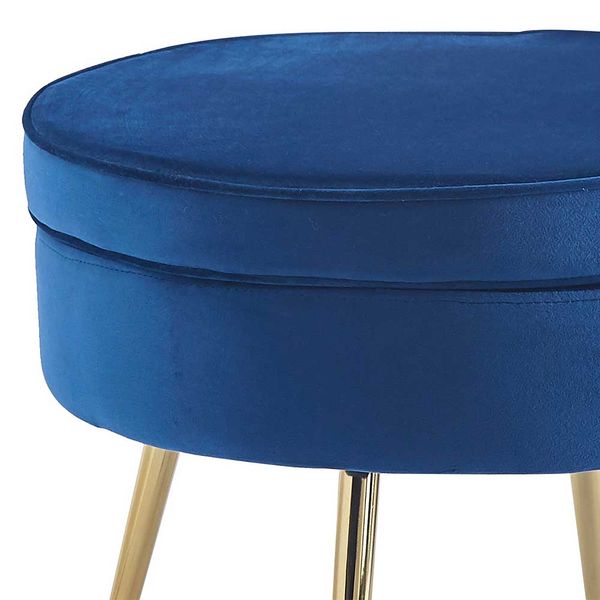 Polsterhocker Samt Blau mit Vierfußgestell aus Metall Goldfarben günstig online kaufen