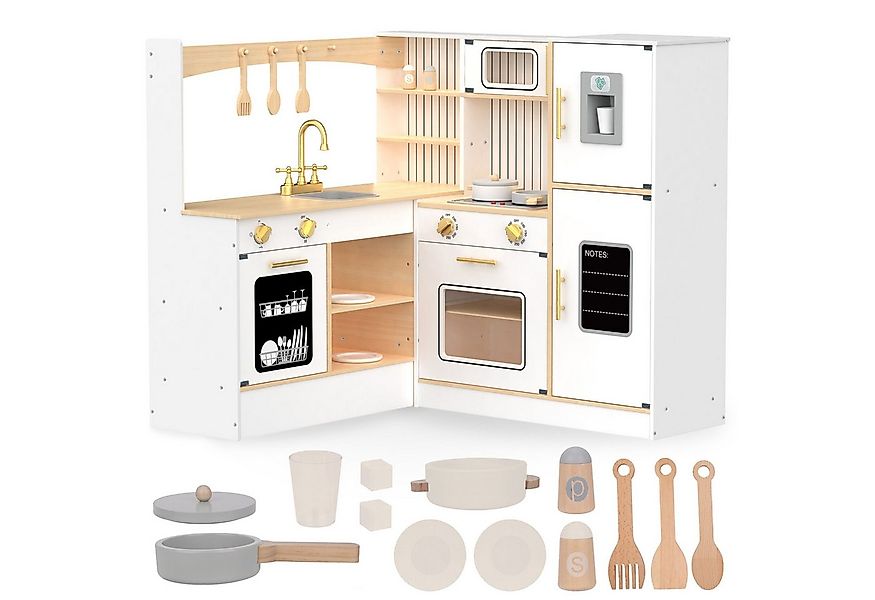 Mamabrum Spielküche XXXL Holz-Eckküche mit Zubehör - Weiß Holz günstig online kaufen