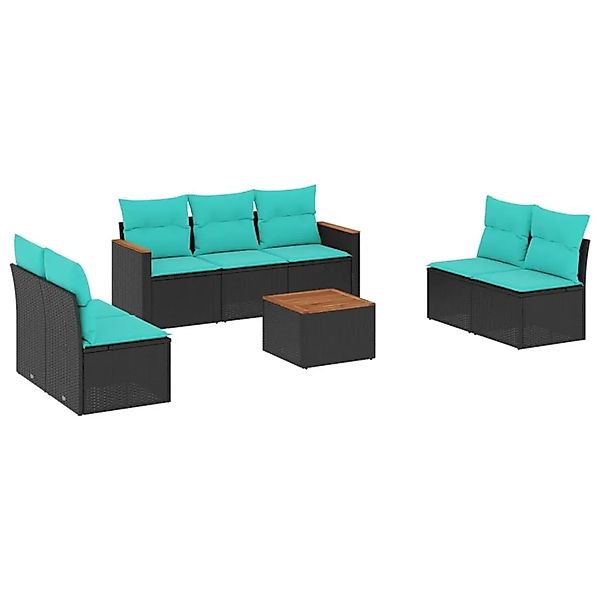 vidaXL 8-Tlg Gartensofa-Set mit Kissen Schwarz Polyrattan 3225882 günstig online kaufen