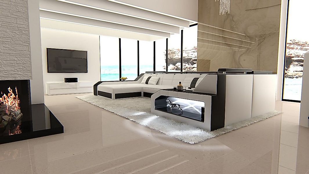 Sofa Dreams Wohnlandschaft Sofa Leder Ledercouch Arezzo U Form Ledersofa, U günstig online kaufen