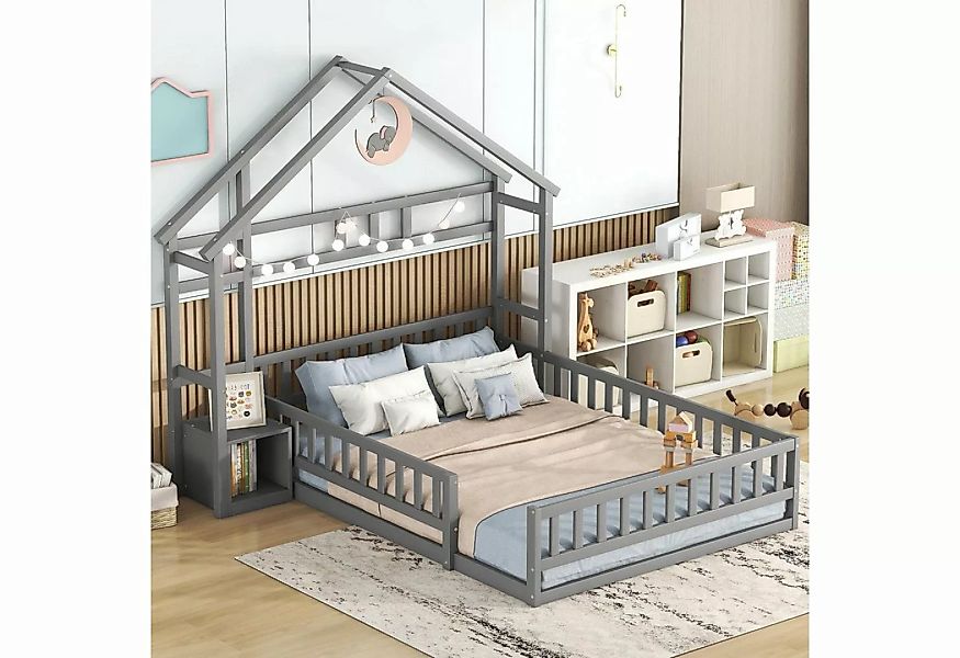 WISHDOR Kinderbett Flachbetten Holzbett Funktionsbett Doppelbett (Hausbette günstig online kaufen