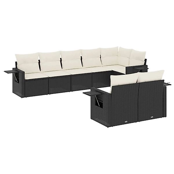 vidaXL 8-Tlg Garten-Sofagarnitur mit Kissen Schwarz Poly Rattan 3220415 günstig online kaufen