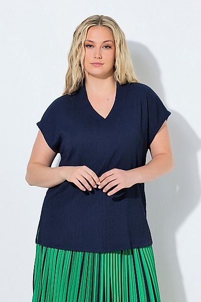 Ulla Popken T-Shirt T-Shirt Oversized Kelchkragen V-Ausschnitt Halbarm günstig online kaufen