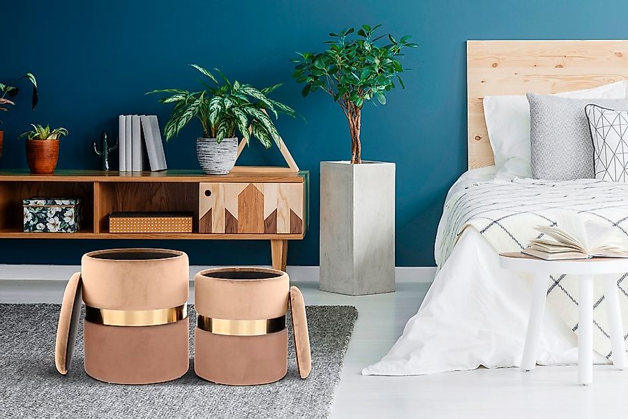 Kayoom Stauraumhocker "Hocker Zora 125 2er-Set, samtweicher Stoffbezug,rund günstig online kaufen