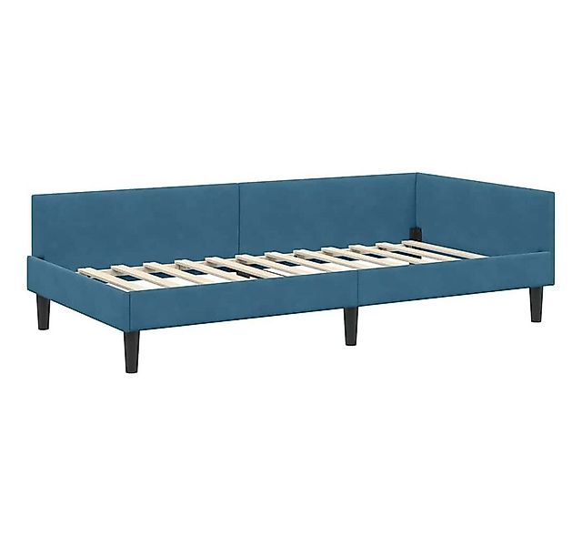 vidaXL Bett Eckbettgestell mit Kopfteil Blau 90 cm x 190 cm Stoff (1-tlg) günstig online kaufen