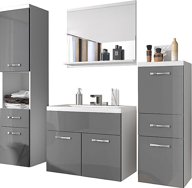 welltime Badmöbel-Set ELDA, (Komplett-Set, 5-St), Waschtisch inkl. Waschbec günstig online kaufen