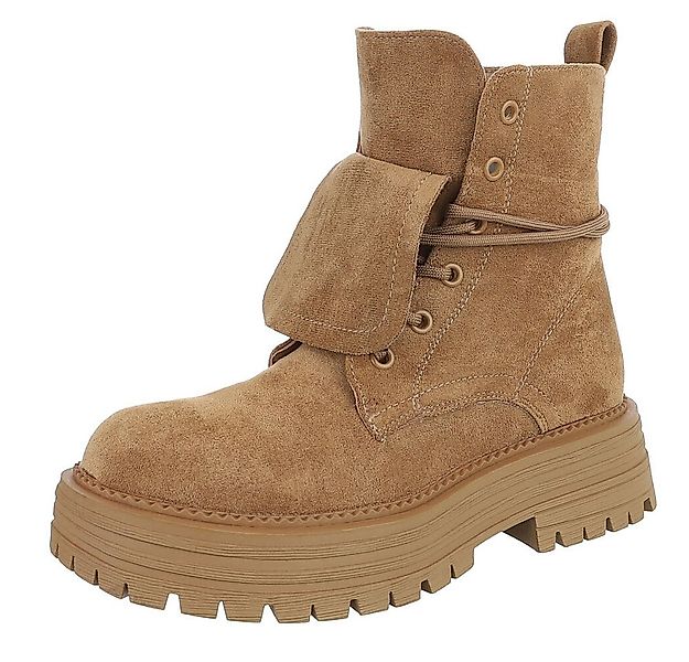 Ital-Design Robuste Damen Freizeitboots mit markanter Sohle Schnürstiefelet günstig online kaufen