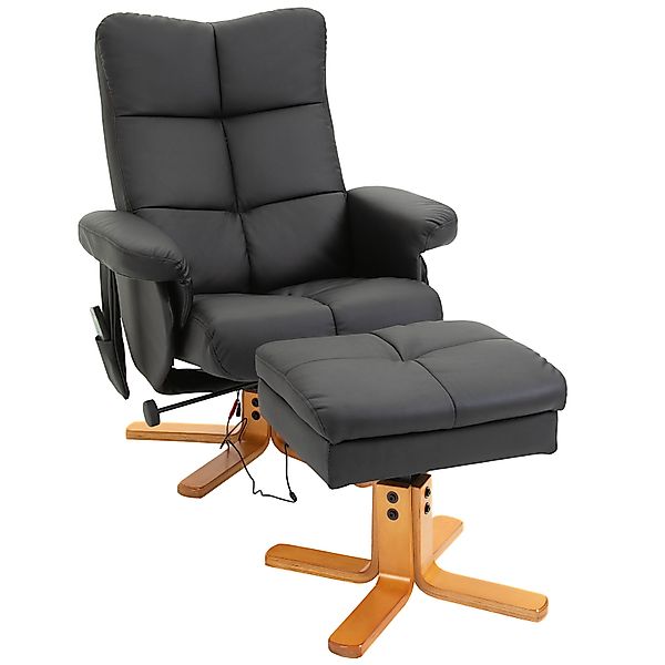 HOMCOM Relaxsessel Massagesessel mit Fußhocker und Stauraum 145° Neigung Fe günstig online kaufen