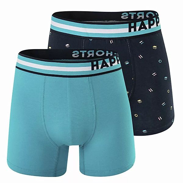 Happy Shorts Herren Boxer Shorts, 2er Pack - Retro Jersey, Logobund Licoric günstig online kaufen