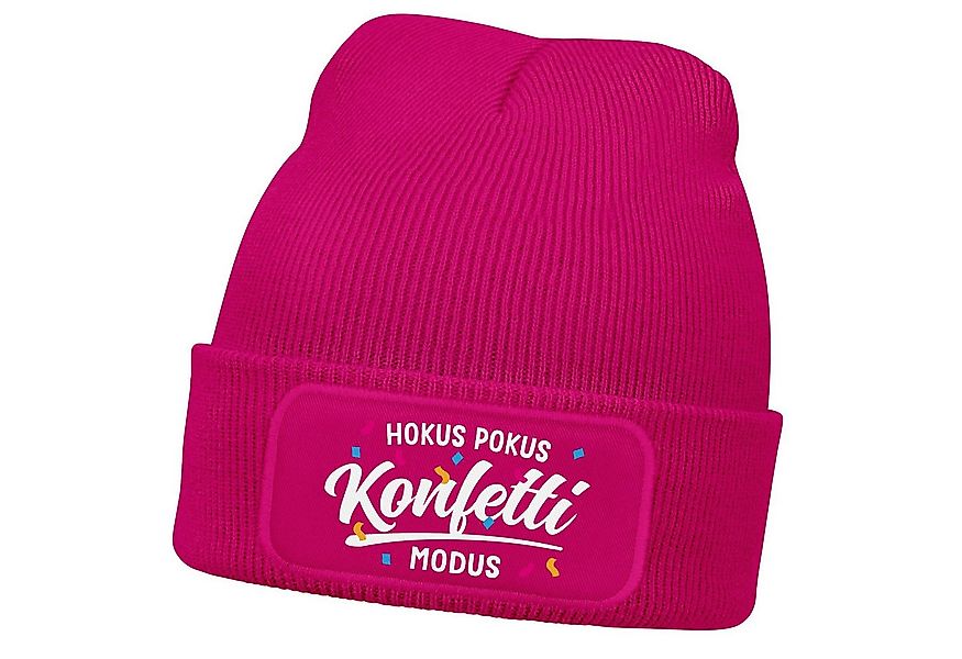MoonWorks Strickmütze Damen Beanie mit bedrucktem Patch - Hokus Pokus Konfe günstig online kaufen