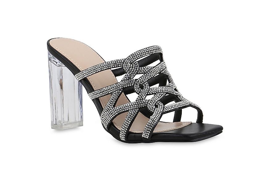 VAN HILL 841642 Sandalette Damen Pantoletten Sandaletten Strass Party Cut-O günstig online kaufen