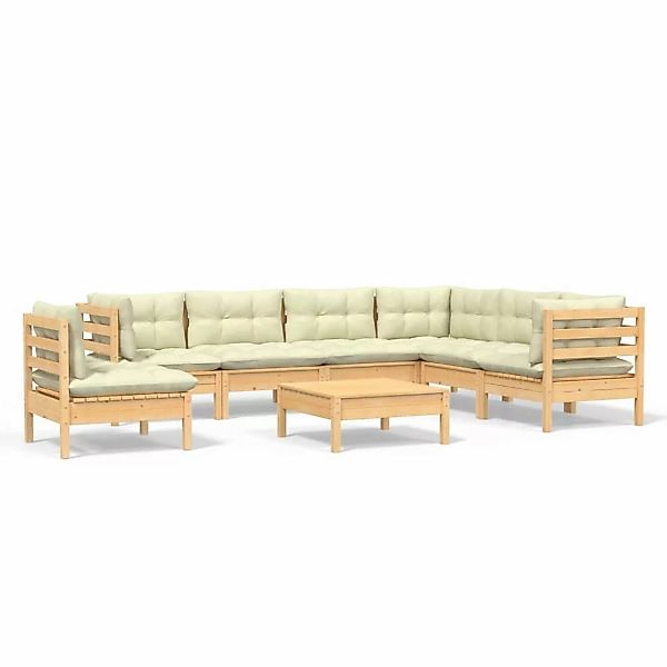 vidaXL 8-tlg Garten-Lounge-Set mit Creme Kissen Massivholz Kiefer Modell 16 günstig online kaufen