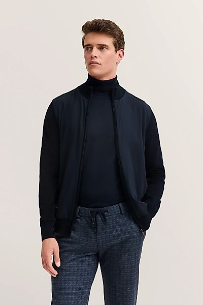 bugatti Strickjacke "Regular Fit", mit Stehkragen und Reißverschlusstaschen günstig online kaufen