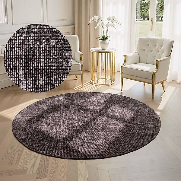 ELLE DECORATION Teppich »Prisma« rund 5 mm Höhe Glanz-Effekt, Karo Design, günstig online kaufen