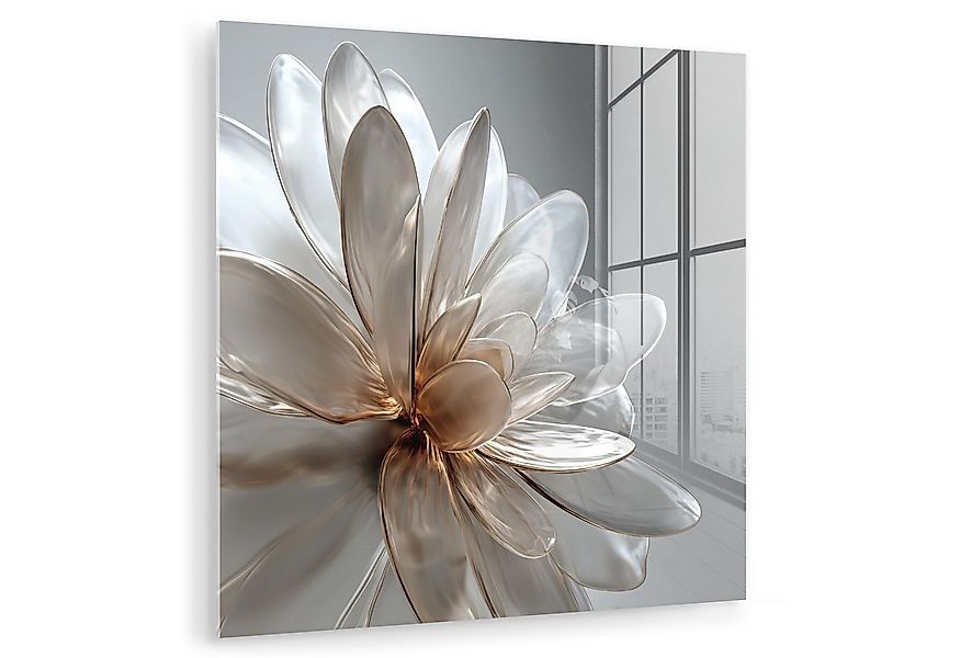 MuchoWow Acrylglasbild Blume - Weiß - Neutral, Inkl. Aufhängung, Bilder auf günstig online kaufen