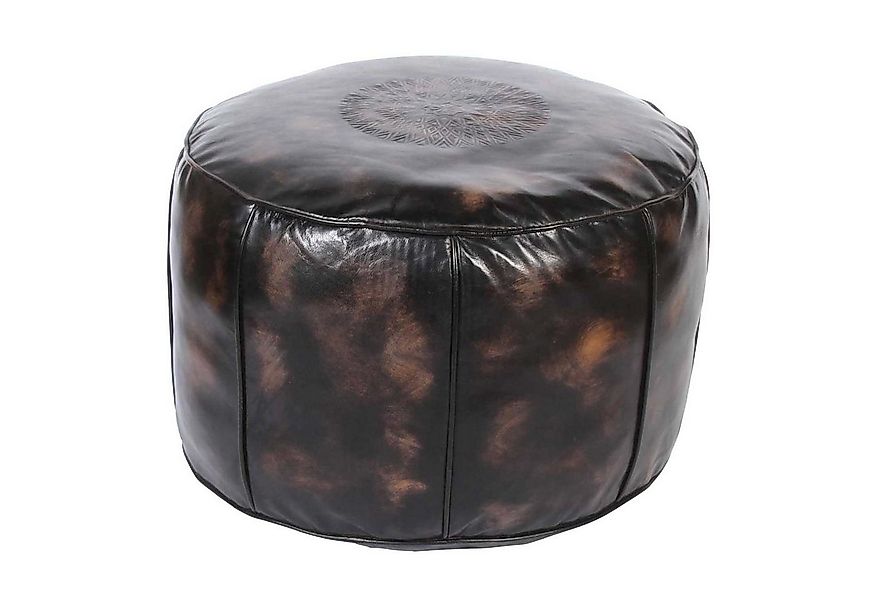 Casa Moro Pouf Marokkanischer Leder Sitzkissen Asli Braun mit Füllung Ø 52c günstig online kaufen