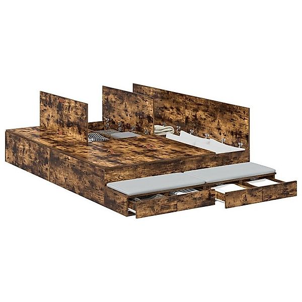 vidaXL Bett Stauraum Bettgestell Geräucherte Eiche Holz 200 x 160 cm (1-tlg günstig online kaufen