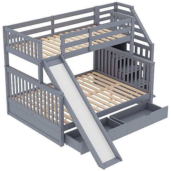 HAUSS SPOLE Etagenbett 90 x 200 &140 x 200 cm mit Schubladen, Rutsche und T günstig online kaufen