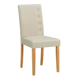 2 Stühle aus Kiefer Massivholz und Kunstleder Knöpfen verziert (2er Set) günstig online kaufen