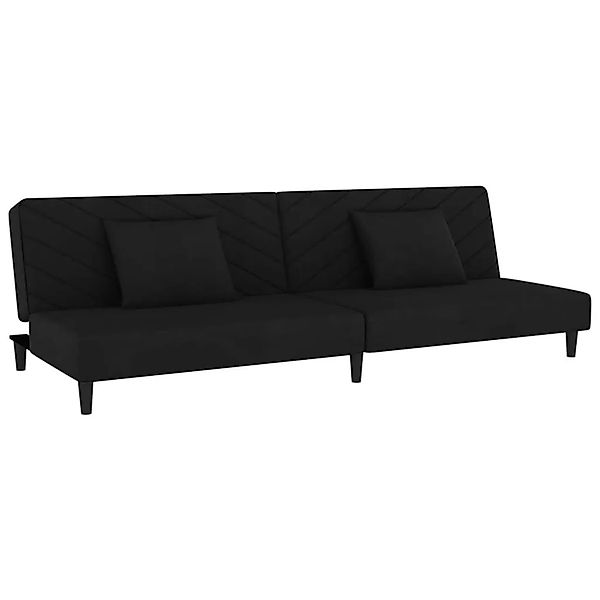 vidaXL Schlafsofa 2-Sitzer mit 2 Kissen Schwarz Samt 375915 günstig online kaufen