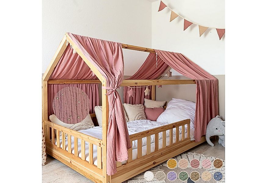 lilimaus Betthimmel Musselin Hausbett Himmel für Kinderzimmer mit Gold Appl günstig online kaufen