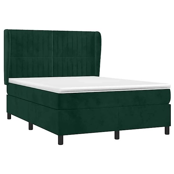 vidaXL Boxspringbett mit Matratze Dunkelgrün 140x200 cm Samt 3129336 günstig online kaufen