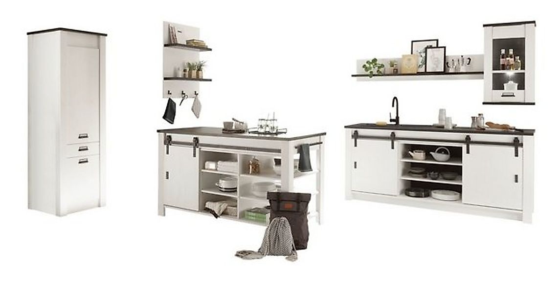 Furn.Design Küchenbuffet Stove (Küche in weiß Pinie, 6-St., komplett Set La günstig online kaufen