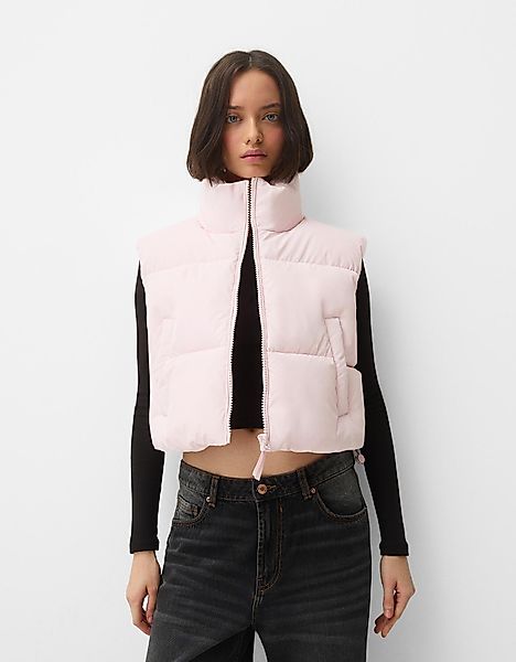 Bershka Gesteppte Cropped-Weste Damen L Rosa günstig online kaufen