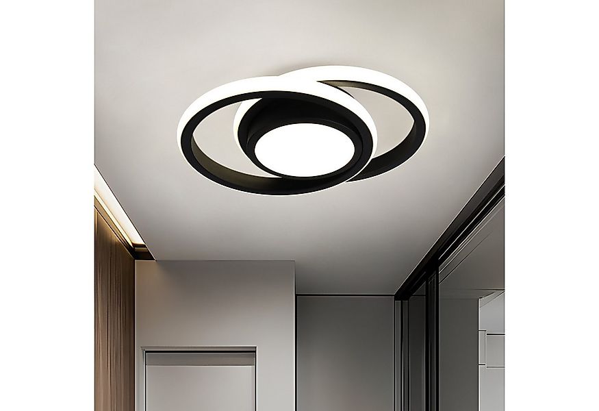 JDONG LED Deckenleuchte 30/32CM Schwarz/Weiß deckenlampe, LED fest integrie günstig online kaufen