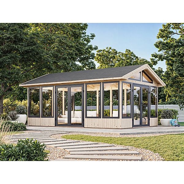 Palmako Pavillon Isabella 597 x 401 cm Tauchgrundiert Grau FSC® günstig online kaufen