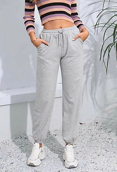 SEGUEN Loungepants Stilvolle feste Farbe hoch taillierte Freizeithose (Spor günstig online kaufen