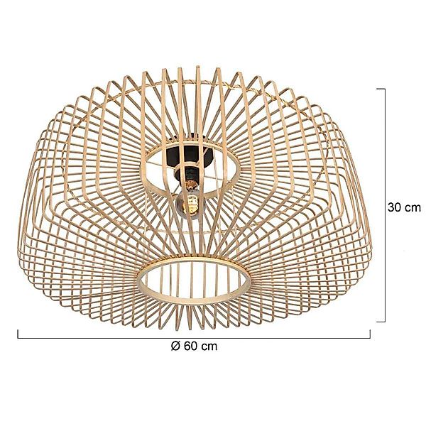 Deckenleuchte Bloeba, Ø 60 cm, Holz, natur, E27 günstig online kaufen