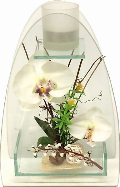 Kunstpflanze Orchidee mit Teelichthalter 23/15 cm günstig online kaufen