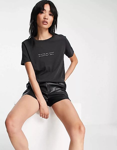 Mango – T-Shirt mit Schriftzug in Schwarz günstig online kaufen