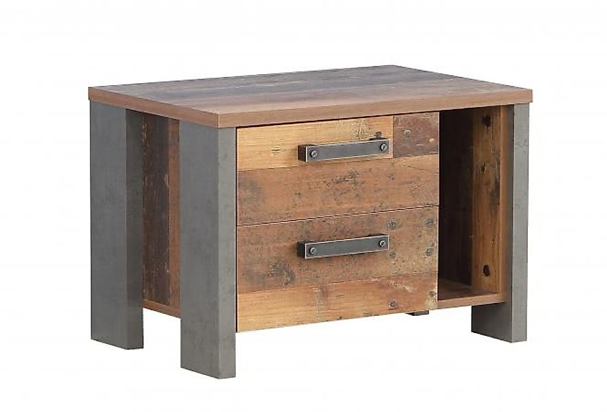 Nachtkommode CLIF von Forte Old-Wood Vintage / Beton günstig online kaufen