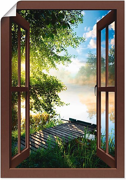 Artland Wandbild "Fensterblick Angelsteg am Fluss" Fensterblick 1 Stk. tlg. günstig online kaufen