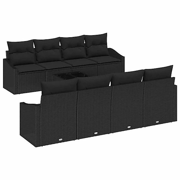 vidaXL Sofa Set mit Kissen 9-Tlg Schwarz Poly-Rattan 3346653 günstig online kaufen