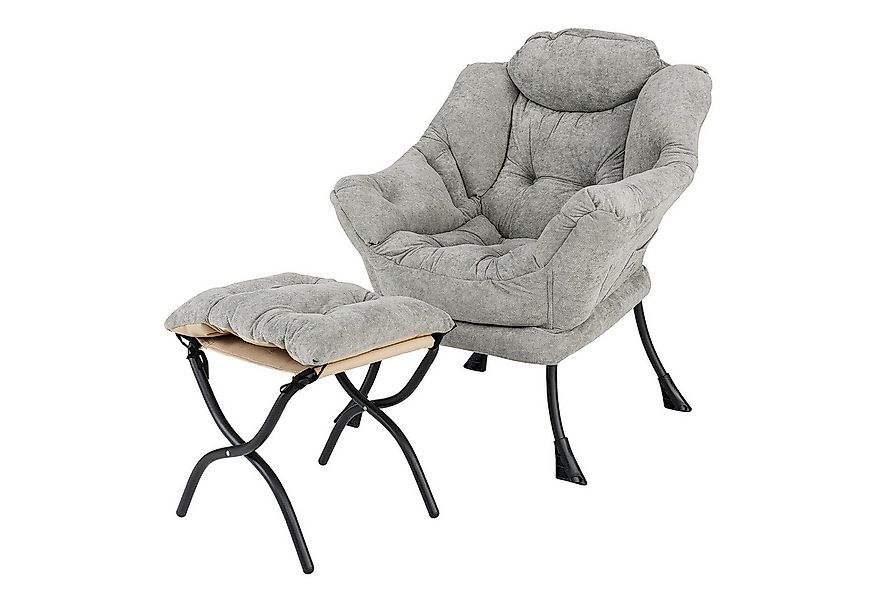 KOMFOTTEU Relaxsessel, Loungesessel mit faltendem Ottoman & Seitentasche & günstig online kaufen