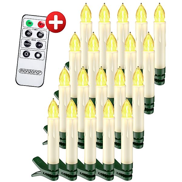 Kabellose Weihnachtsbaumkerzen LED 20er-Set Warmweiß mit Timer & Fernbedien günstig online kaufen