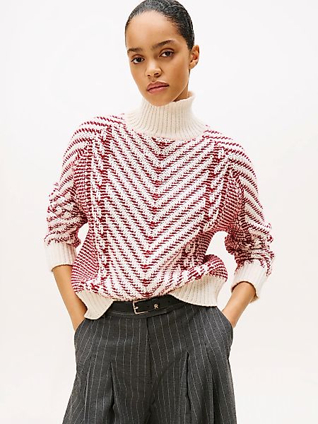 Tommy Hilfiger Strickpullover "TEXTURED CABLE MOCK-NK LS SWT" mit Zopfmuste günstig online kaufen