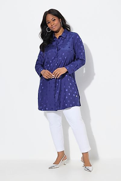 Ulla Popken Longbluse Longbluse Jacquard-Punkte Hemdkragen günstig online kaufen
