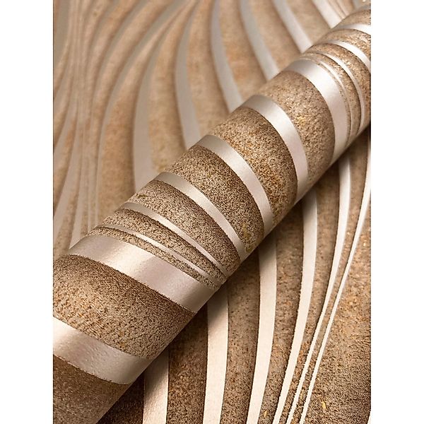 Newroom Vliestapete Armani Brown Wellen Modern FSC® günstig online kaufen