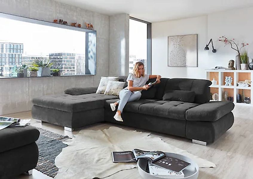 Die PlanBar Ecksofa "MP-IN17004 L-Form" wahlweise mit Bettfunktion, Sitztie günstig online kaufen