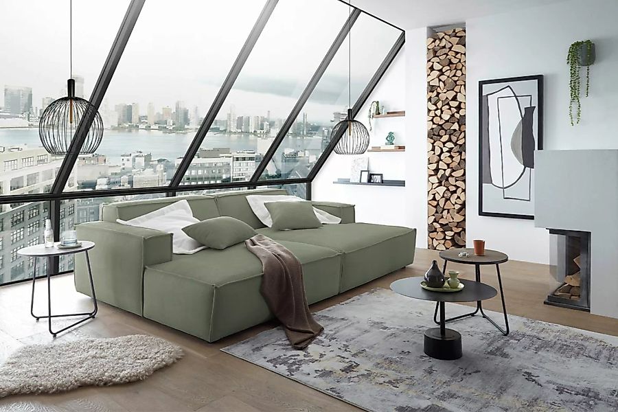 KAWOLA Big Sofa SAMU Feincord olivgrün günstig online kaufen