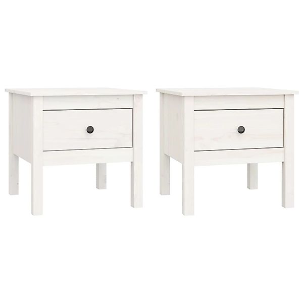 vidaXL Beistelltische 2 Stk. Weiß 50x50x49 cm Massivholz Kiefer 813797 günstig online kaufen