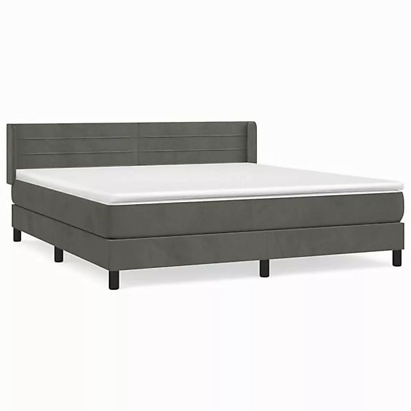 furnicato Bettgestell Boxspringbett mit Matratze Dunkelgrau 160x200 cm Samt günstig online kaufen